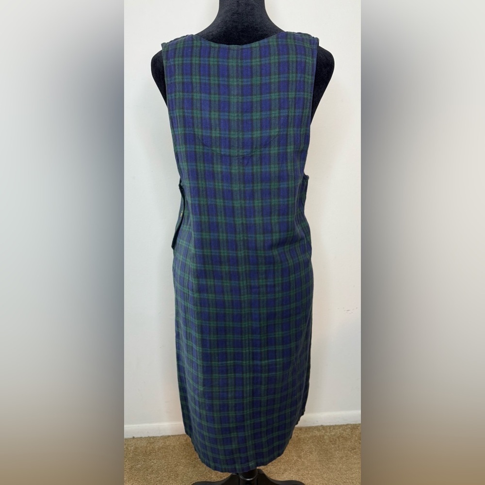 Vintage Bryn Connelly Blue Green Tartan plaid preppy cotton jumper dress small - Picture 6 of 8